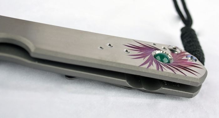 Нож складной Chris Reeve Large Sebenza 21 Agate Cabochon, сталь CPM-S35VN, рукоять титан