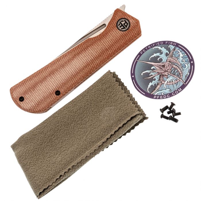 Складной нож Petrified Fish Viking, сталь K110, рукоять микарта, коричневый