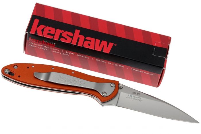 Складной нож Leek - Kershaw 1660OR, сталь Sandvik™ 14C28N, рукоять анодированный алюминий оранжевого цвета