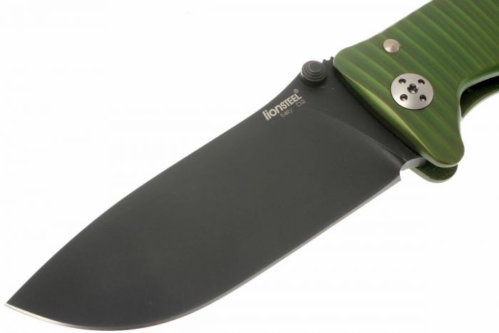 Нож складной LionSteel SR1A GB, сталь D2, рукоять алюминий, зелёный
