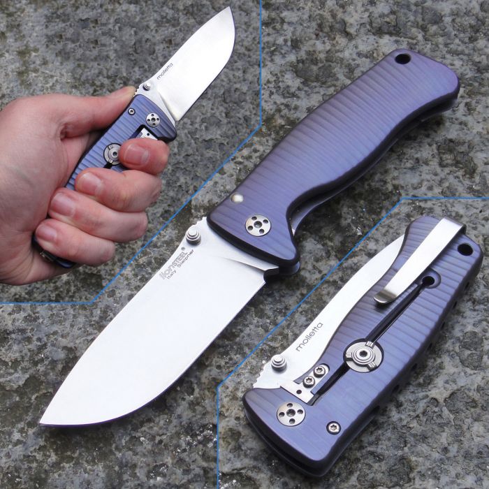 Нож складной LionSteel SR2 V (VIOLET) Mini, сталь Uddeholm Sleipner® Satin Finish, рукоять титан по технологии Solid®, фиолетовый